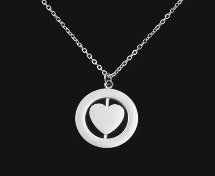 Rotating Heart Necklace/17.5"+2" Personalized / Engravable