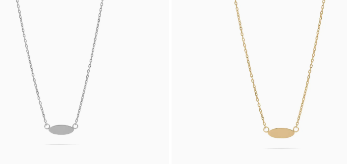 necklaces, one silver and one gold, engravable