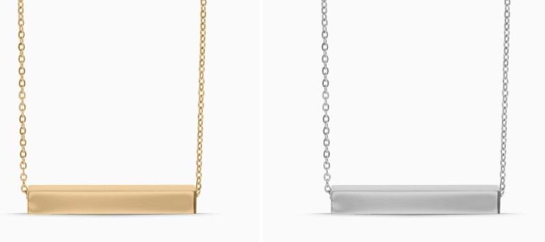 Petite horizontal cross necklace four sided movable on gold or silver chain necklace engravable