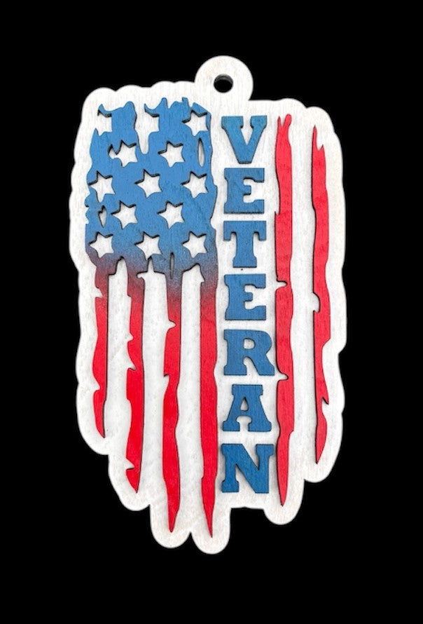 Veteran Flag wood Ornament
