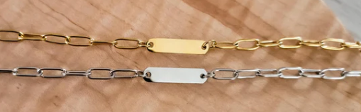 Oval Bar Paperclip Chain Bracelet