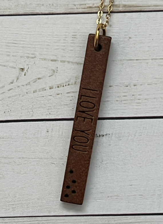 Wood Bar Pendant Necklace