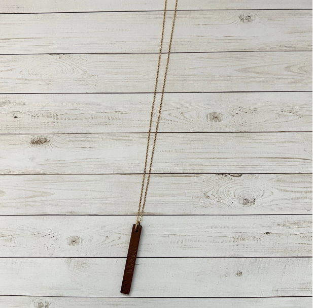 Wood Bar Pendant Necklace