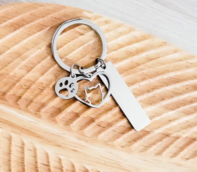 Rectangle with cat Keychain