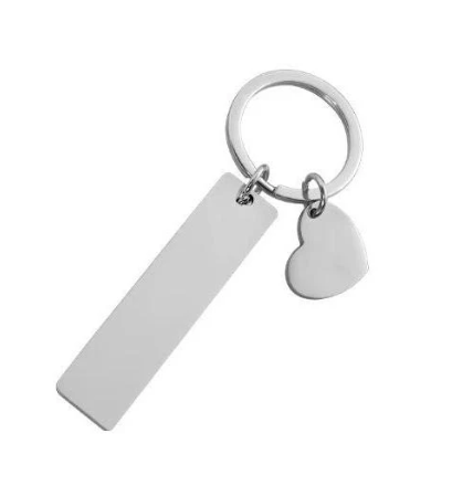 Rectangle with Heart Charm Keychain