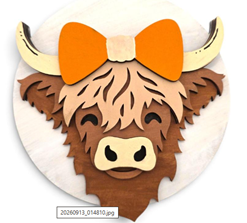 Highland Cow Insert for Window Frame 5"