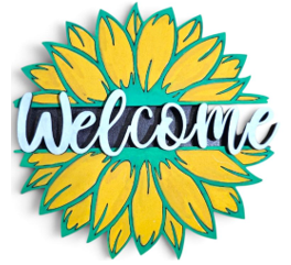 Welcome Sunflower Window Frame Insert 5"