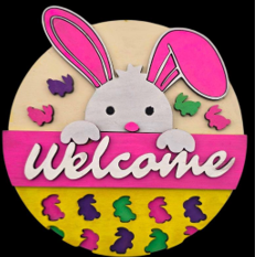 Welcome Bunny Window Frame Insert 5"
