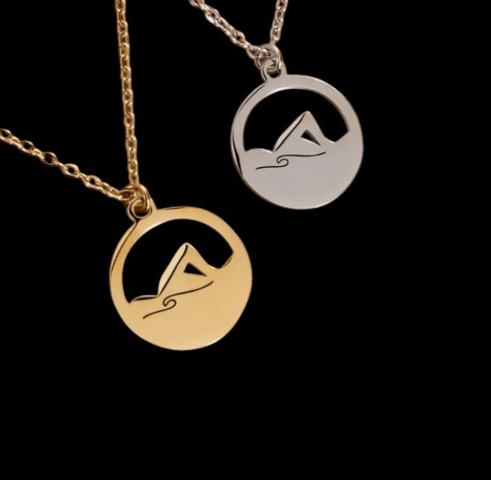 Swimmer pendant on silver or gold chain engravable