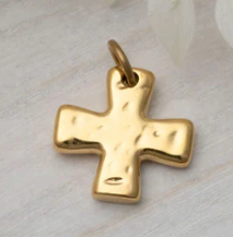 Paperclip chain w/ chunky cross necklace 16.25”+2" ext