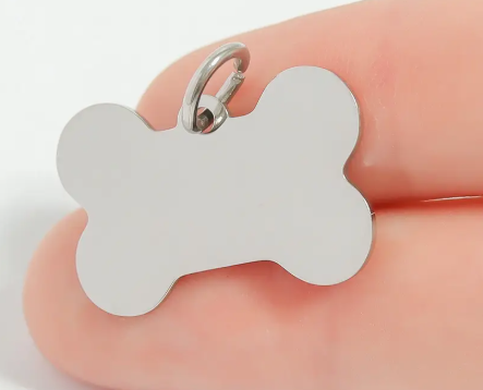 Small Dog Charm | Custom Engraved Dog ID Tag | Stainless Steel