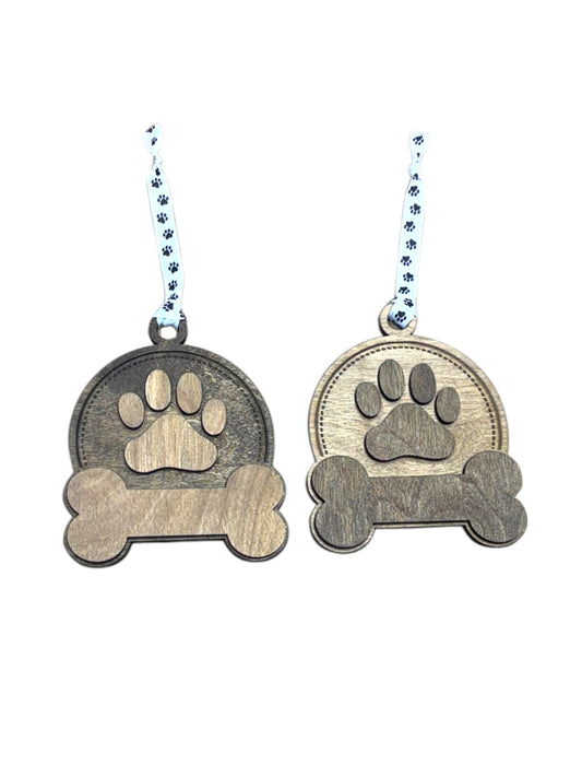 Dog Ornament with Paw & Bone (includes name)