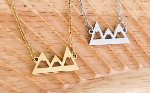 mountains necklace in gold or silver engravable