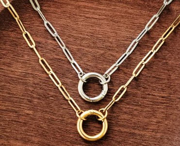 Paperclip chain w/ chunky cross necklace 16.25”+2" ext