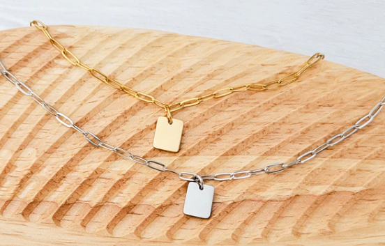 Petite Rectangle Paperclip Anklet - Surgical Stainless Steel