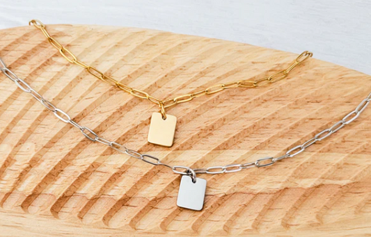 Petite Rectangle Paperclip Anklet - Surgical Stainless Steel